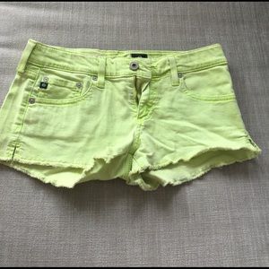 AG mini booty Yellow denim shorts