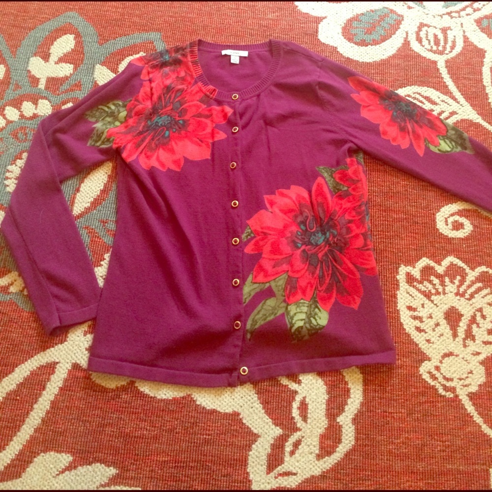 Dalia printed and cranberry button up cardigan