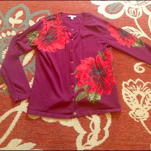 Dalia printed and cranberry button up cardigan