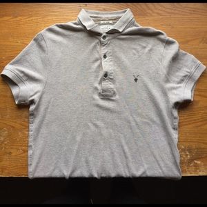 All Saints Men's Medium Polo Grey