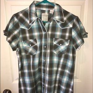 Roper Short Sleeved Western Pearl Snapped Shirt