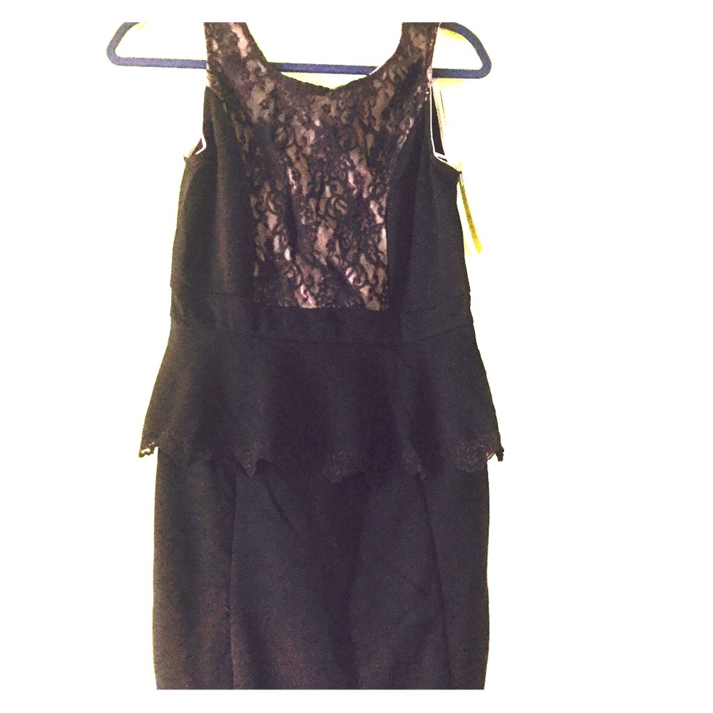 NWT mesh peplum black dress