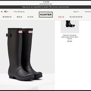 Hunter Black Matte Adjustable Back Rain Boots