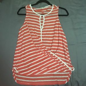 Ella Moss Cross Front Tank in Coral and White