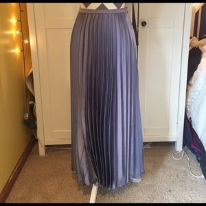 ASOS Silver Metallic Knife-Pleated Midi Skirt