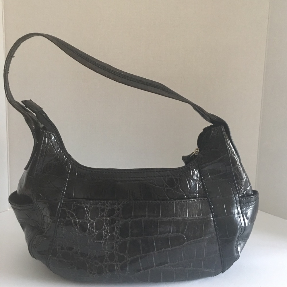 Black faux croc patterned purse - Picture 5 of 6