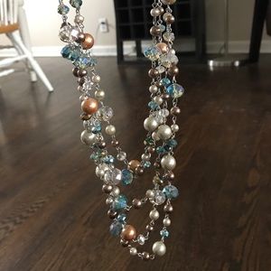 Bronze and Teal Beaded Necklace