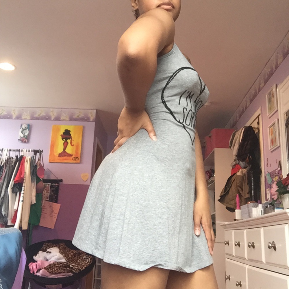 Grey tied back skater dress