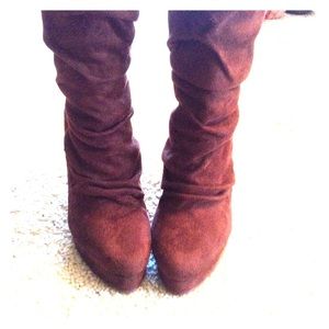 Brown Wedge Heel Boots - NWOT