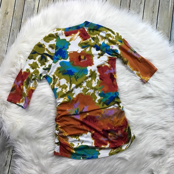 CAbi Tops - CAbi Watercolor Floral Faux Wrap Surplice Top CAbi Tops - CAbi Watercolor Floral Faux Wrap Surplice Top