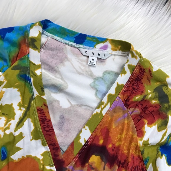 CAbi Tops - CAbi Watercolor Floral Faux Wrap Surplice Top CAbi Tops - CAbi Watercolor Floral Faux Wrap Surplice Top