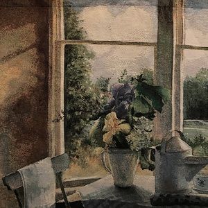 Wall hanging stitched art with rod