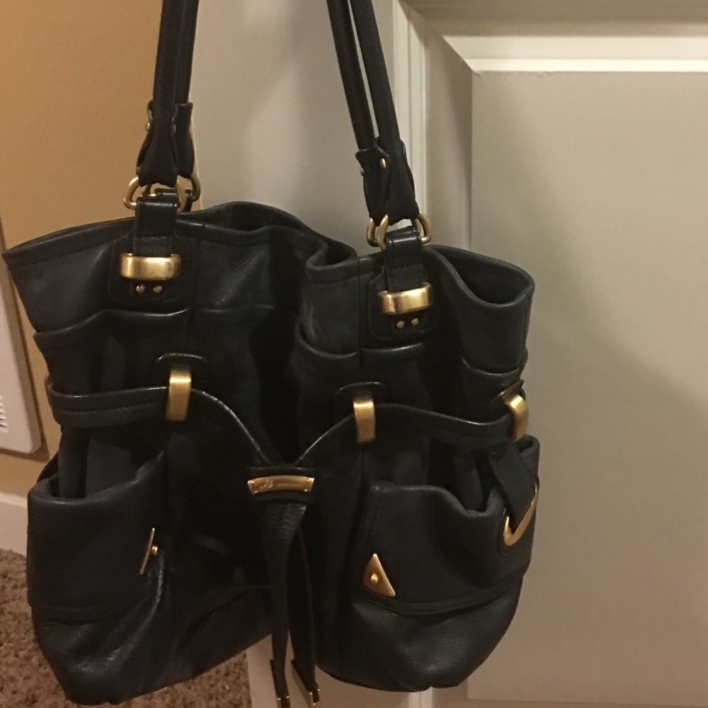 Makowsky black leather satchel