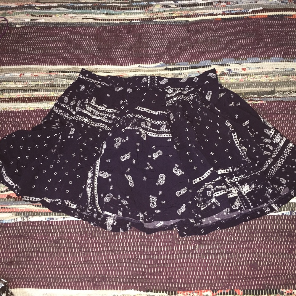 Navy Blue Patterned Skirt