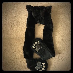 Accessories - Black Cat Furry Hooded Scarf Accessories - Black Cat Furry Hooded Scarf