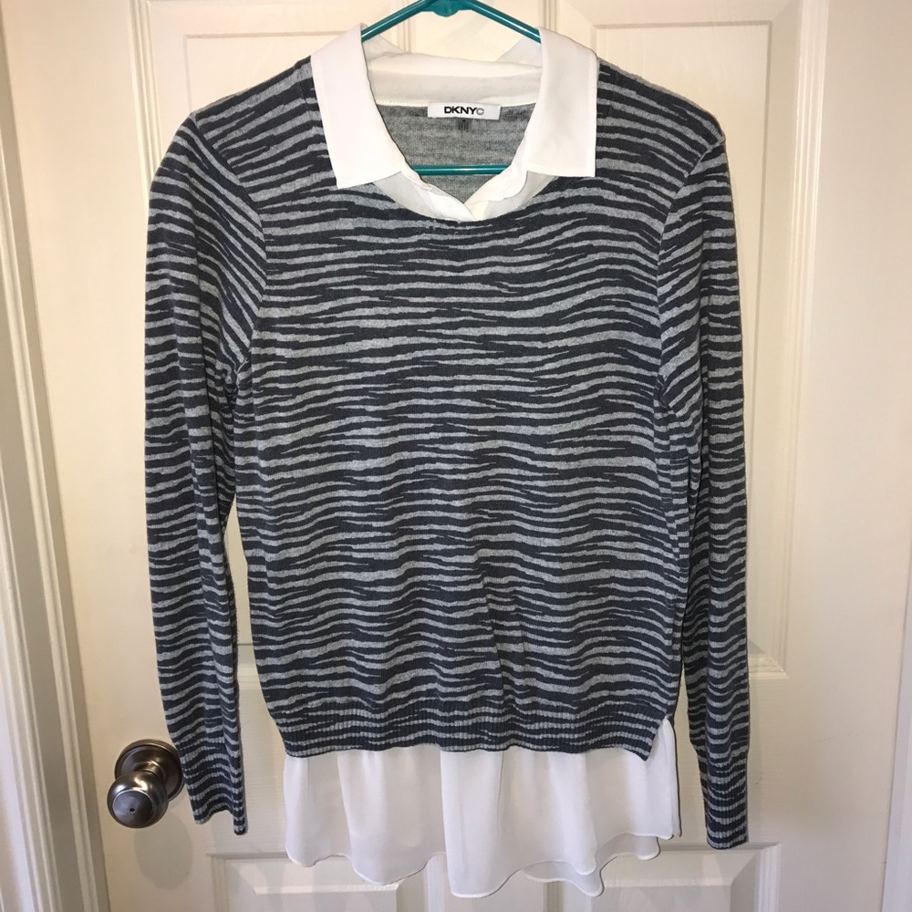 DKNYC Sweater with Faux Shirt