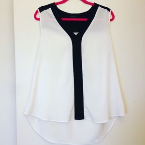 Black & White Chiffon Color Block Tank