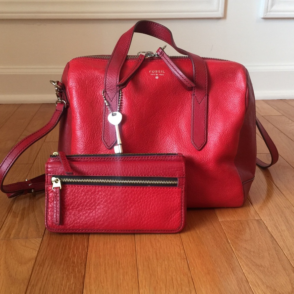 Fossil Leather Satchel and Wallet