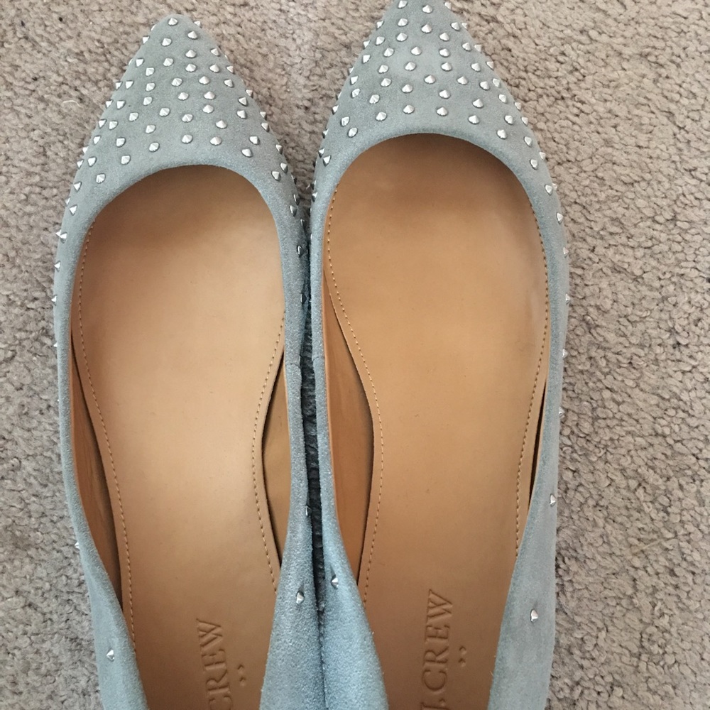 Gray studded ballet flats J Crew