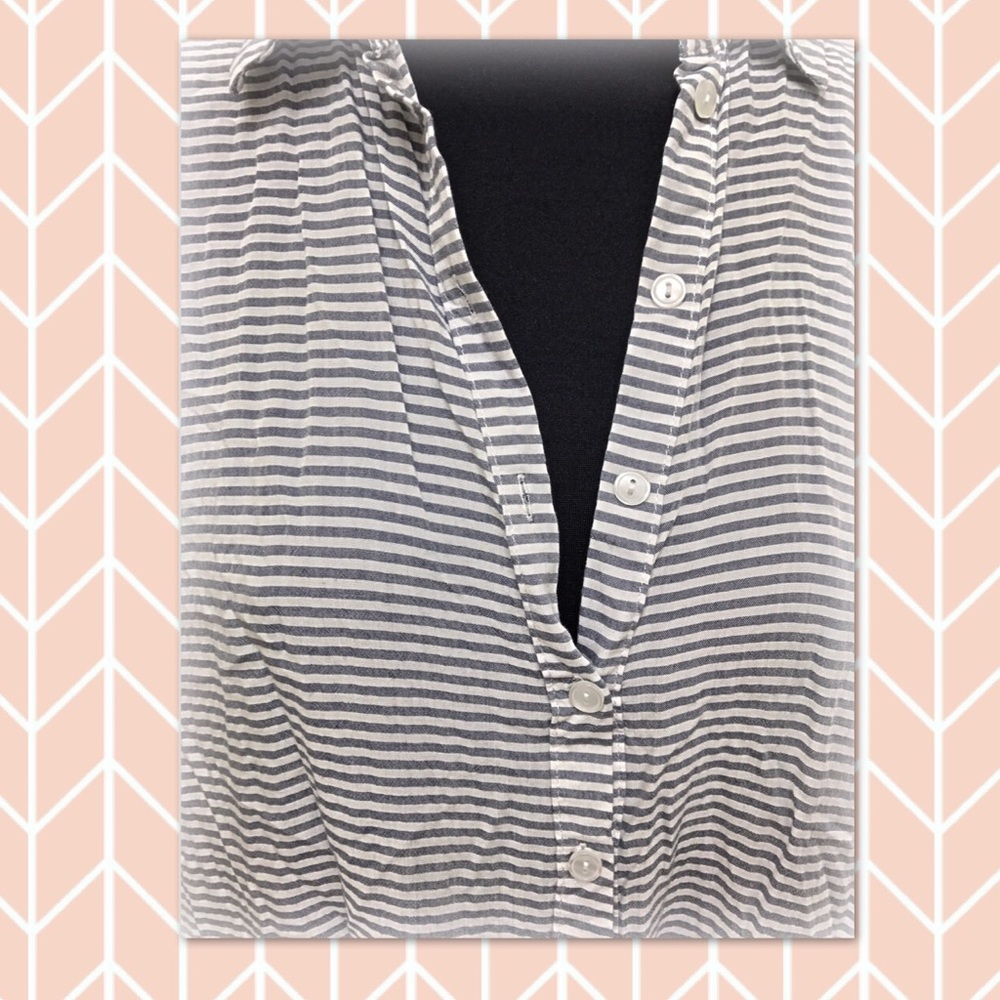 Gray and white pin stipe wrap top - Picture 3 of 5