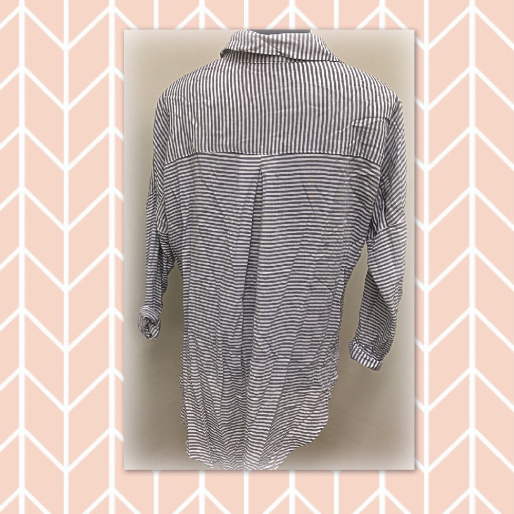 Gray and white pin stipe wrap top - Picture 5 of 5