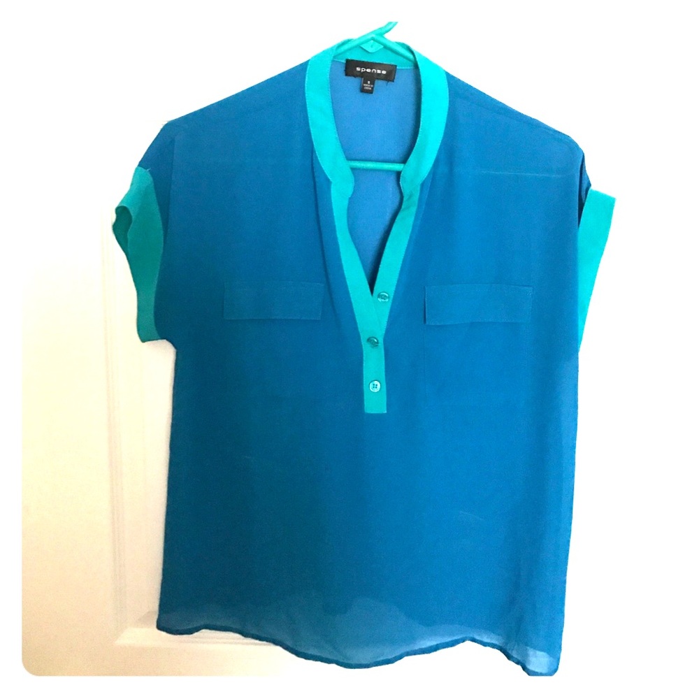 Blue blouse.