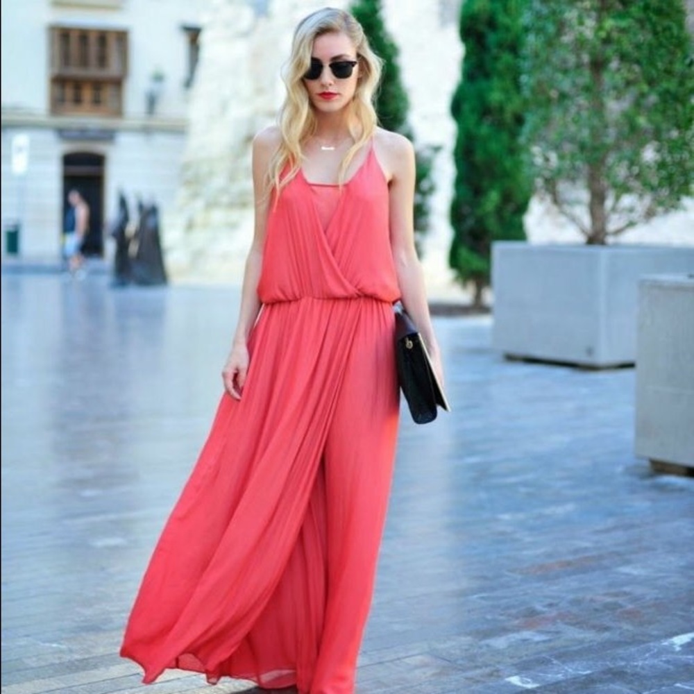 Zara Coral Evening Maxi Dress
