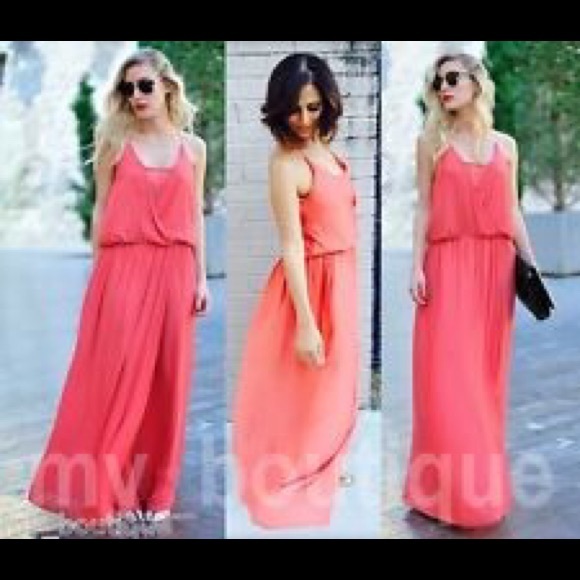 Zara Coral Evening Maxi Dress - Picture 4 of 5