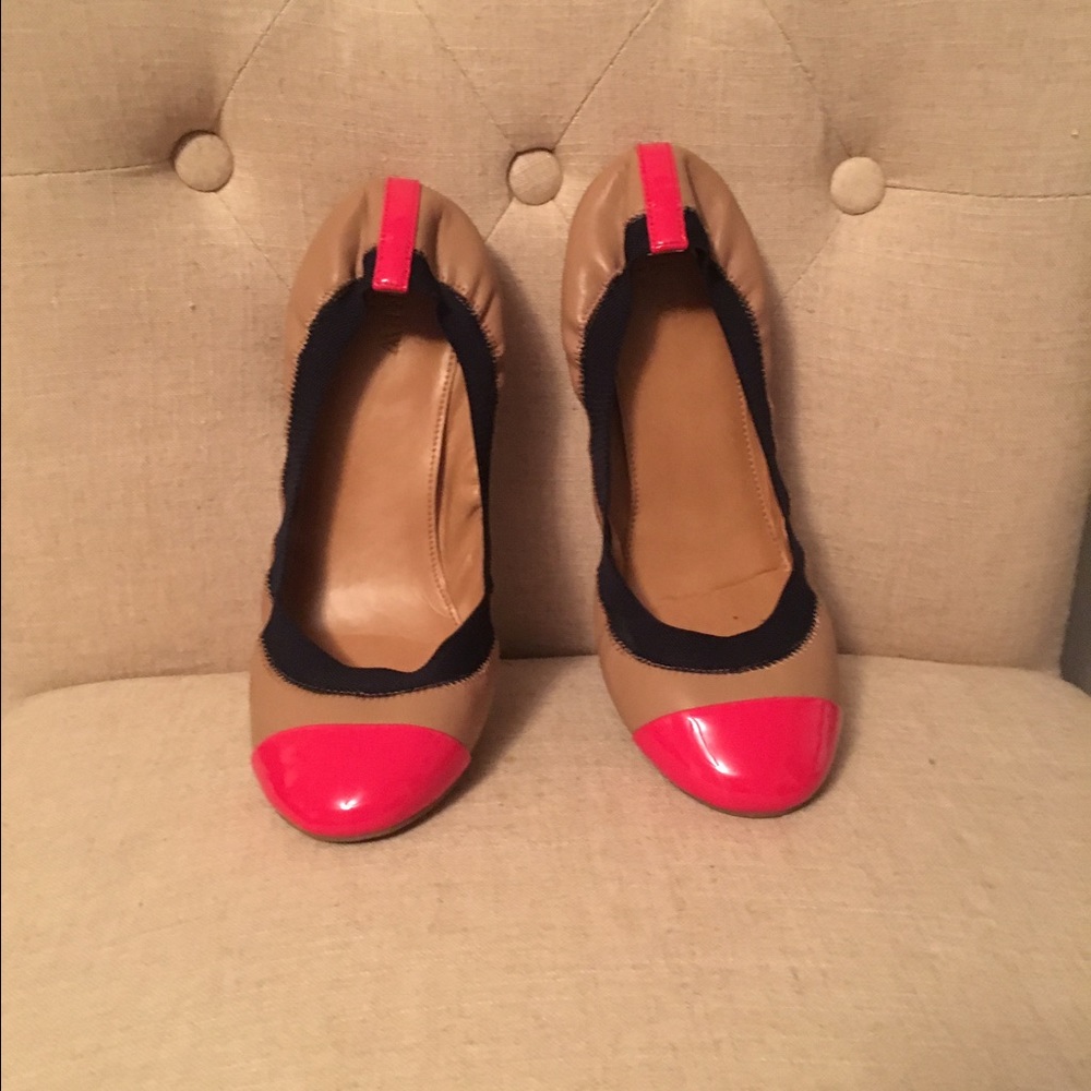 J Crew Scrunch Flat Navy Khaki & Red
