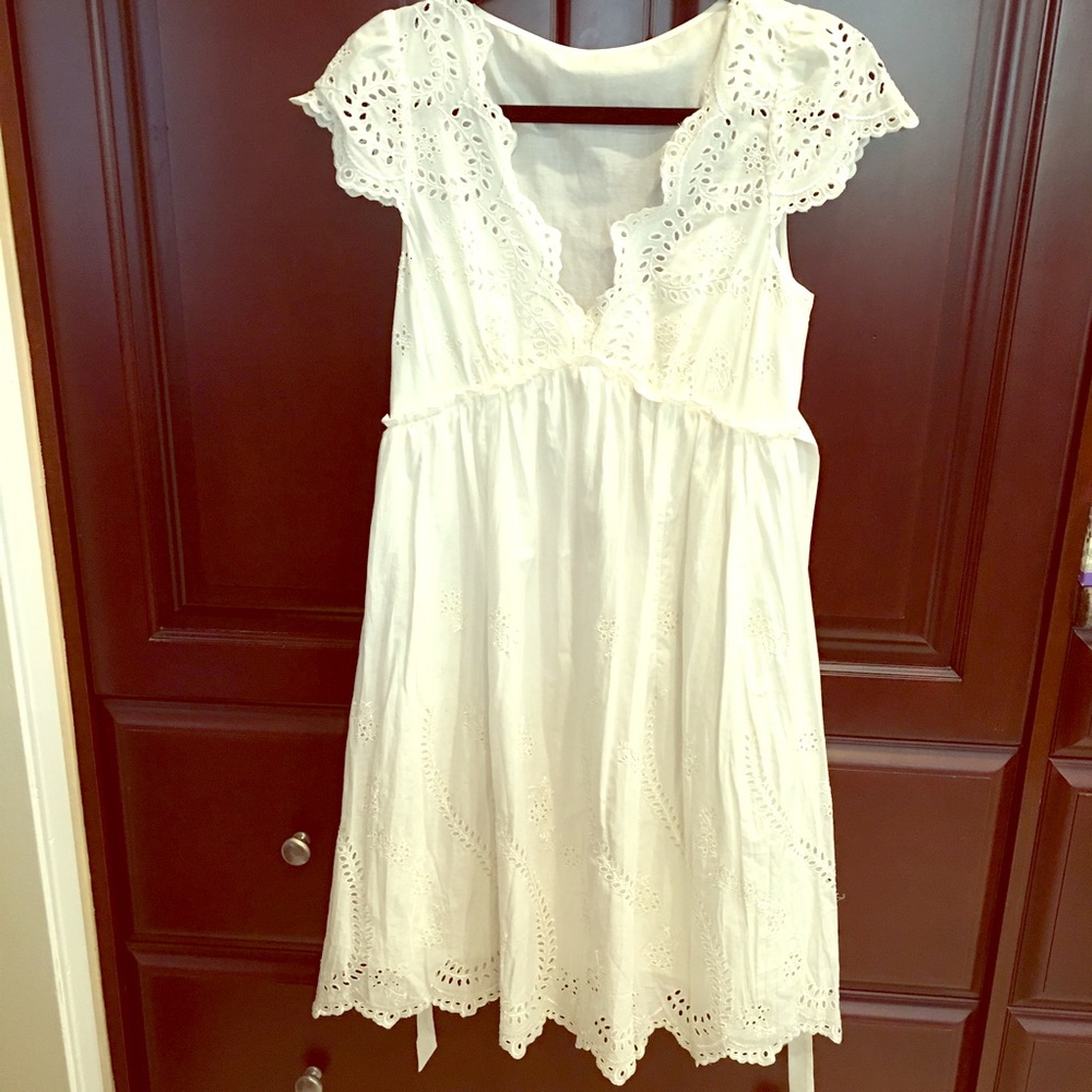 BCBG white eyelet dress