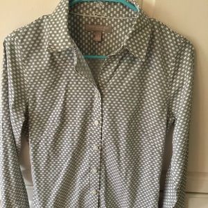 Banana Republic Black and White Fitted Blouse