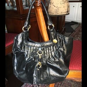 Black leather Brahmin shoulder bag