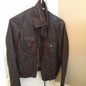 Garage brown faux leather jacket