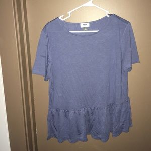 Blue pleated tee