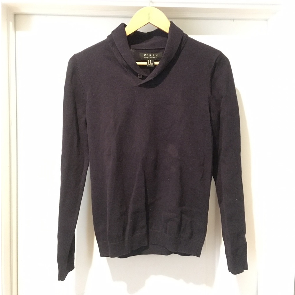 21Men navy blue shawl sweater - xs