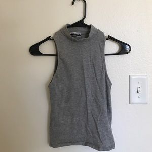 Gray high neck crop top tank