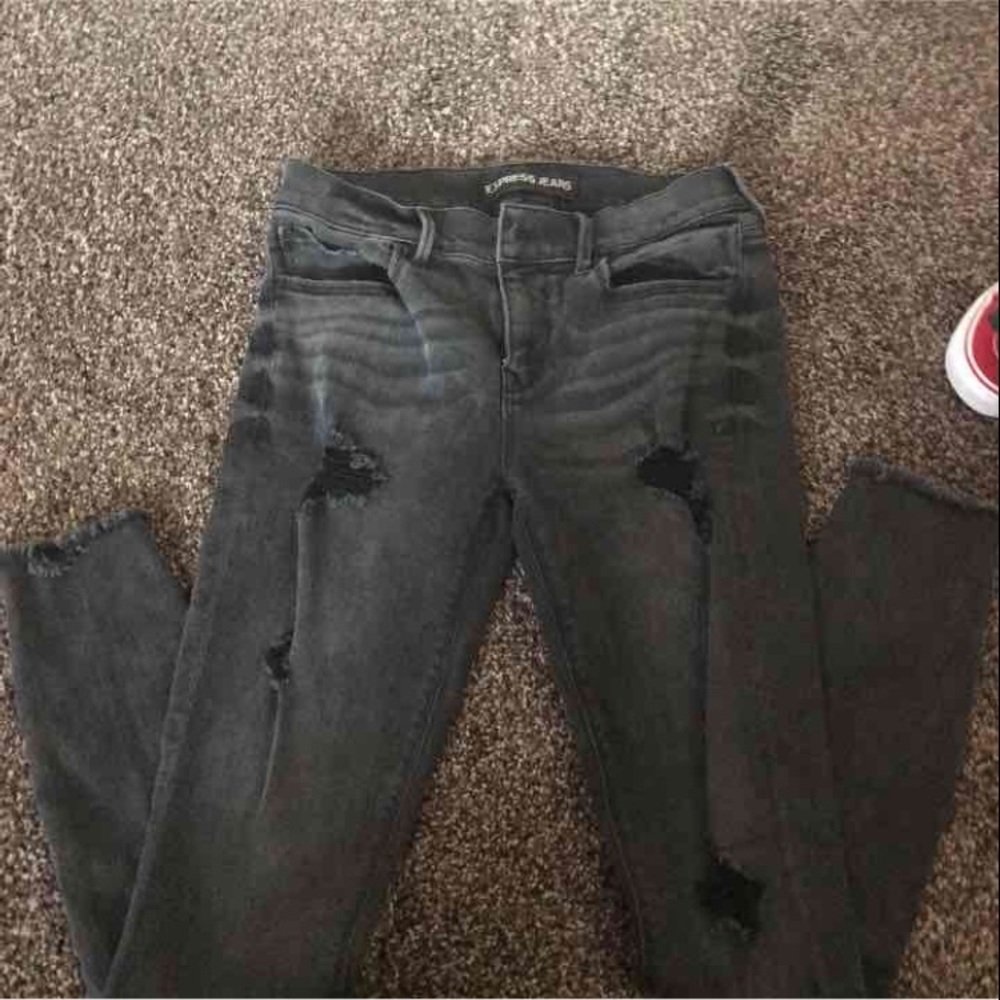 Express distressed black grey jegging