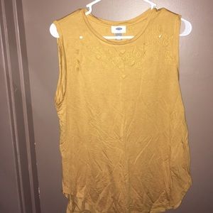 Yellow sleeveless top with cutouts