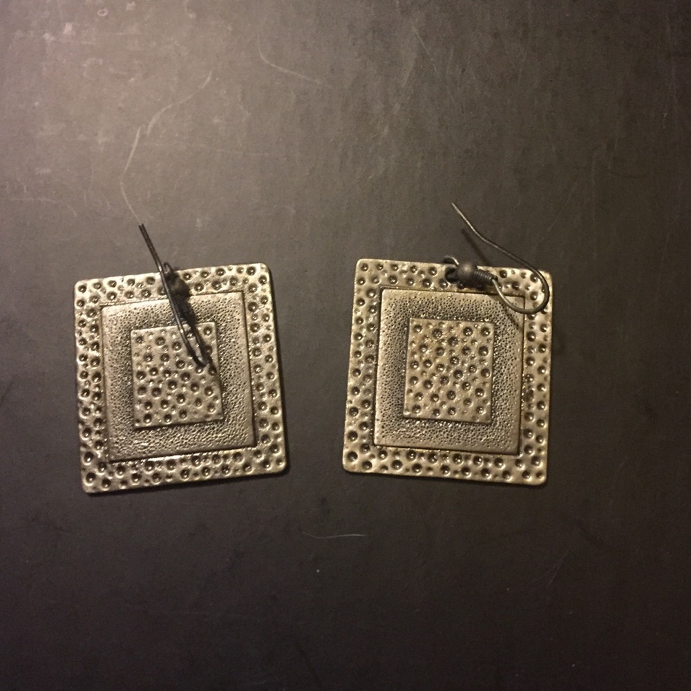 Metal Square Patterned Earrings