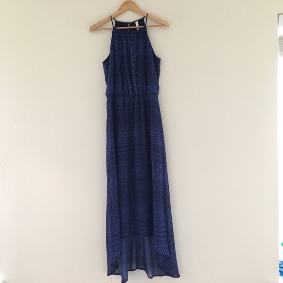 Adorable Blue Aztec Print Lightweight Long Dress - Picture 2 of 3