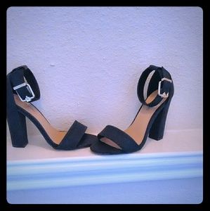 Black block-heel sandals