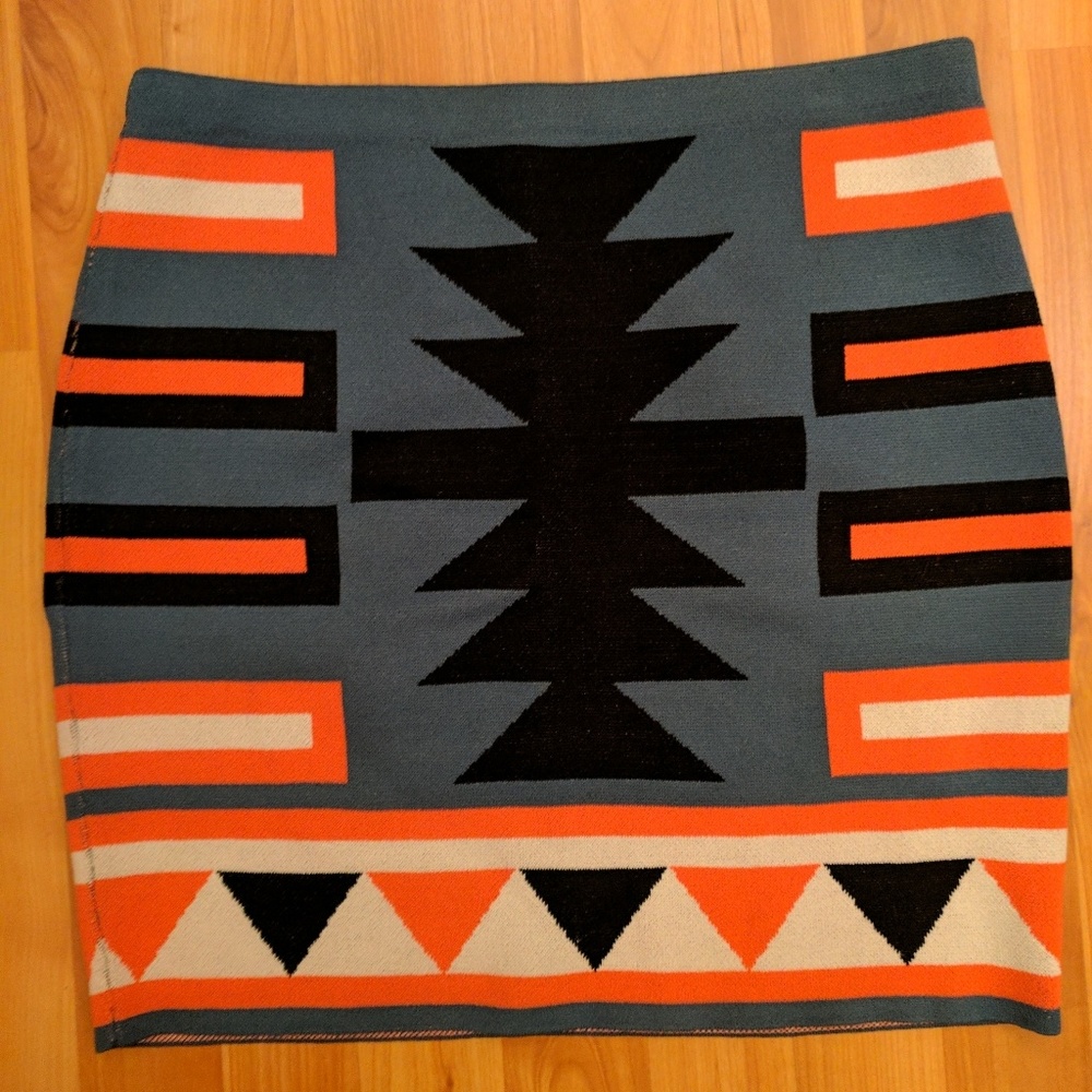 RACHEL Rachel Roy Knit Tribal Print Mini Skirt