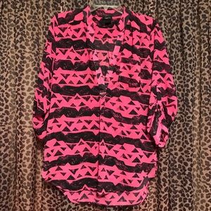 Rue 21 Black and Pink Blouse