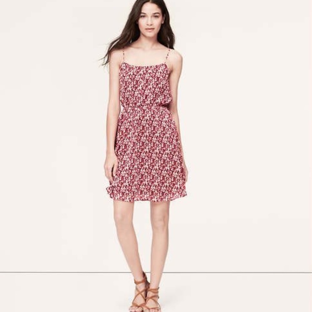LOFT chiffon cami dress in clover print