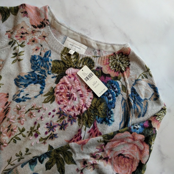 Anthropologie Sweaters - Floral Embroidered Sweater