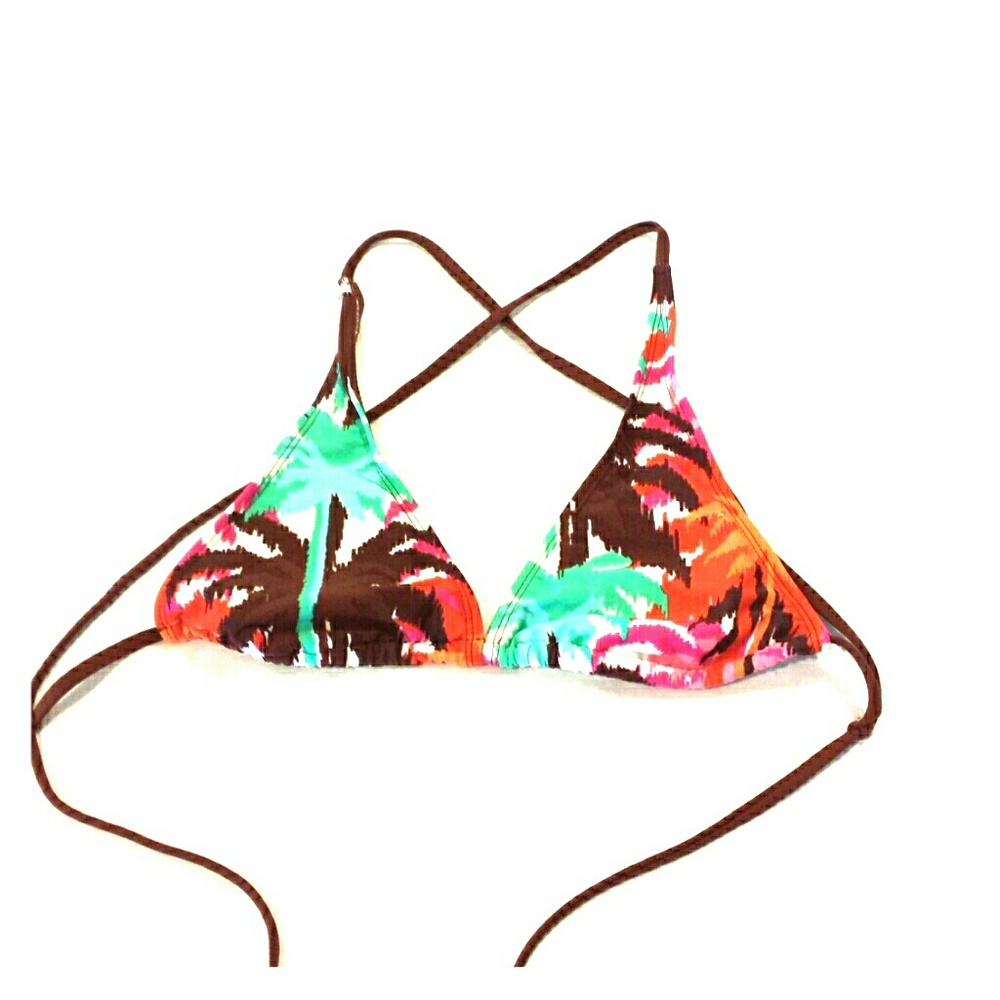 Tropical print bikini top