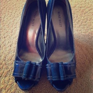 Deep blue, Nine West, peep toe pumps - 8.5