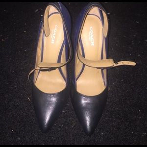 Coach black and blue heels