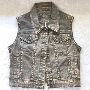Rose Royce Denim Vest in acid wash green