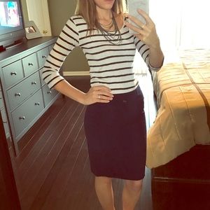 Navy pencil skirt